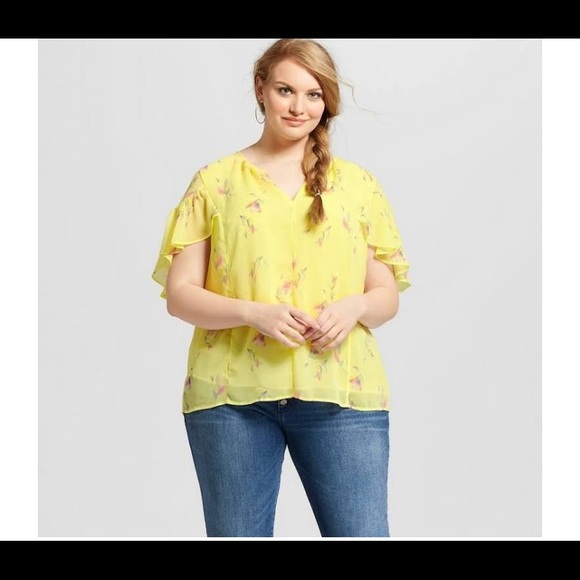AVA & VIV Floral Yellow Blouse - Picture 2 of 7